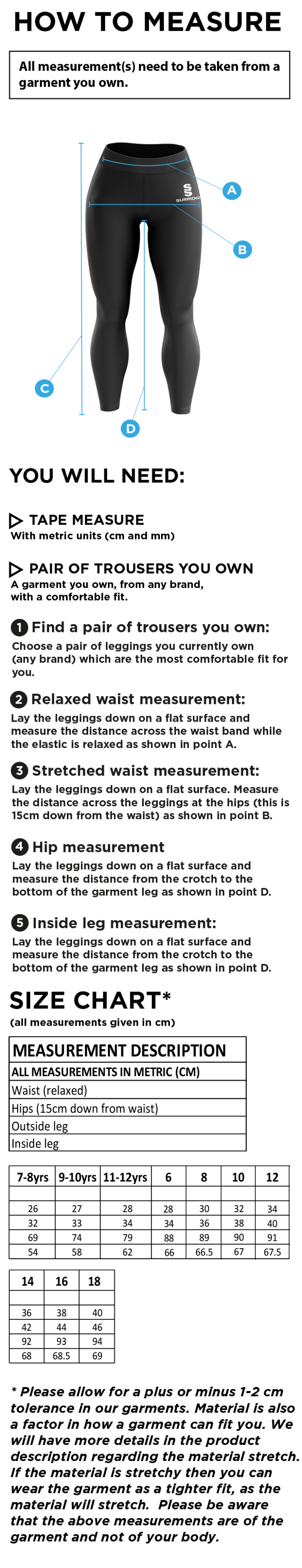Coach Core - Performance Full Length Leggings - Women's Fit (Lifetime) - Size Guide